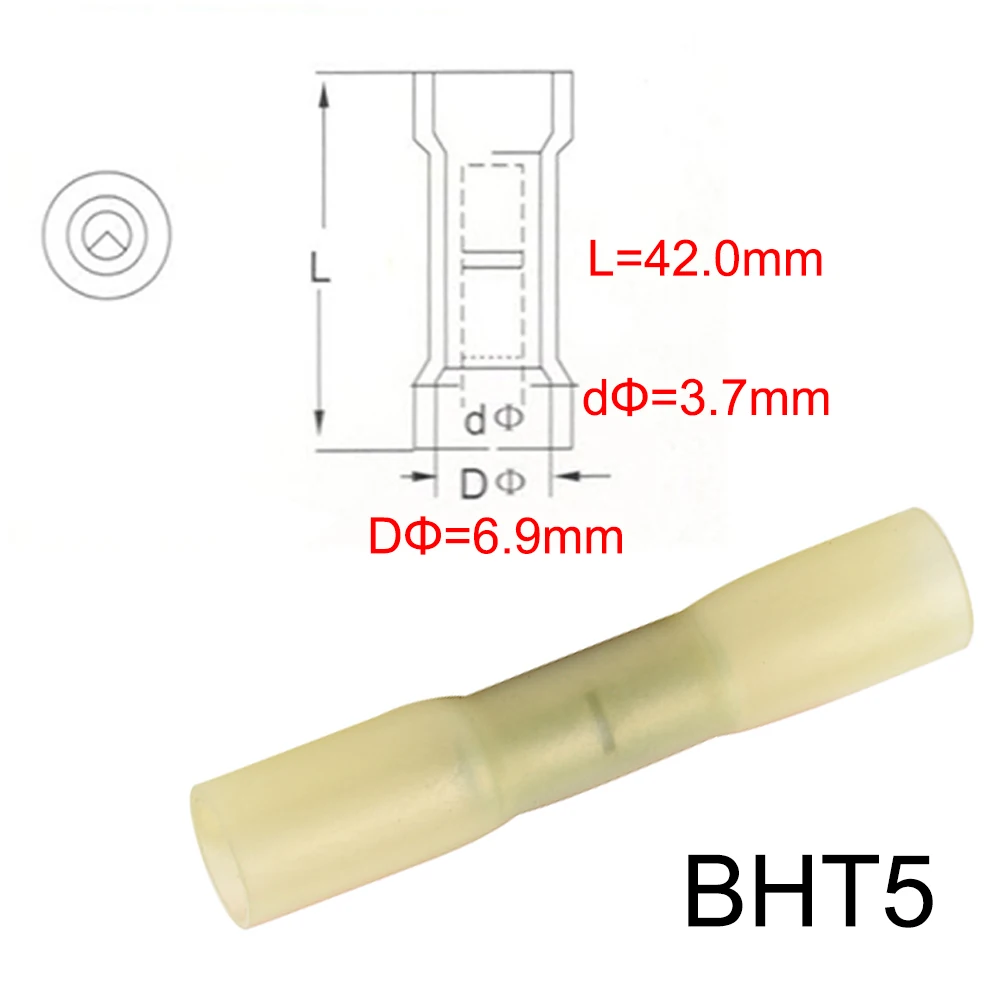 BHT0.5 BHT1 BHT2 BHT5 термоусадочный водонепроницаемый Средний разъем терминал нейлон латунь терминал 20 шт. BHT Храповые плоскогубцы