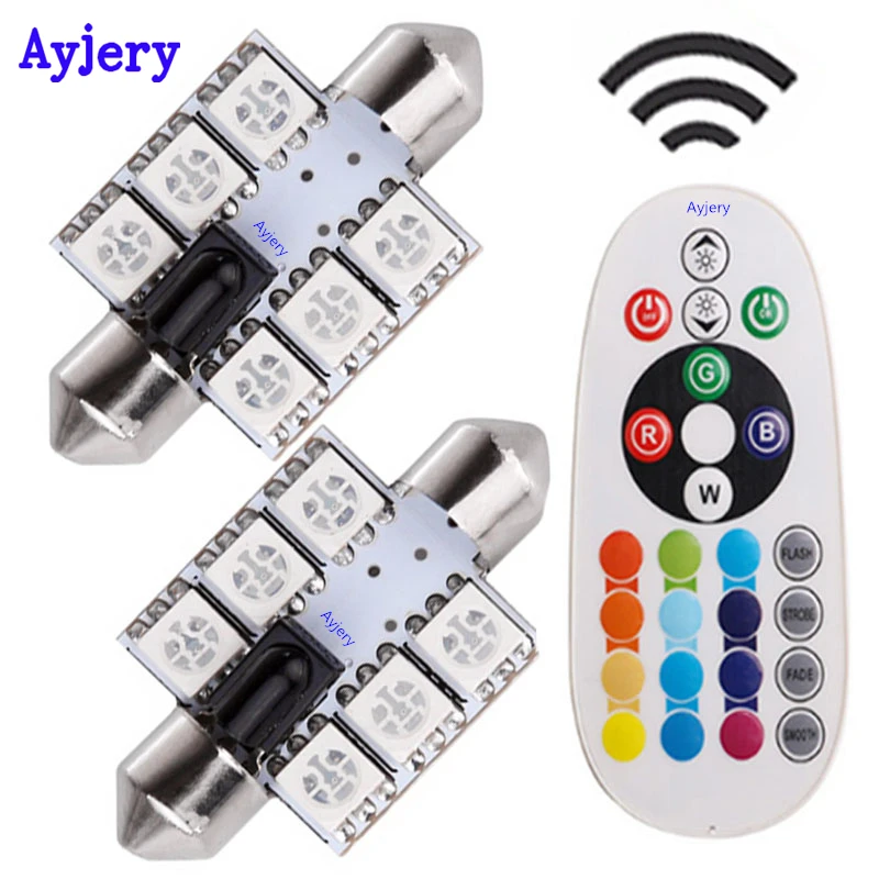 Супер яркий! 20 комплект(40 шт.) RGB светодиодный 31 мм 36 мм/39 мм/41 мм 5050 6 SMD светодиодный лампы DC12V авто Интерьер Купол Лампы для чтения гирлянда