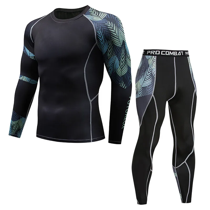 С длинным рукавом Rash Guard Complete Графический Компрессионные Шорты Многофункциональный Фитнес ММА футболки Для мужчин костюмы