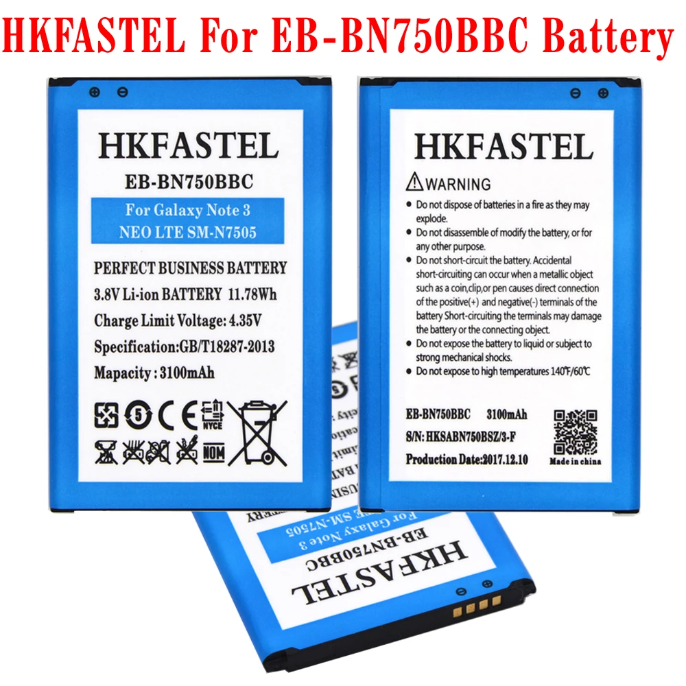HKFASTEL EB BN750BBC оригинальный мобильный аккумулятор для samsung Galaxy Note 3 NEO LTE SM N7505 III Neo N750