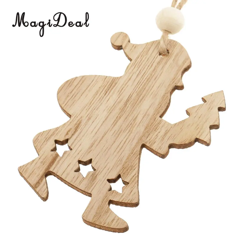 MagiDeal Excellent 6Pcs/Lot Differ Shape Wooden Christmas Tree Home Party Decorations for Xmas Hanging Ornaments Craft Projects