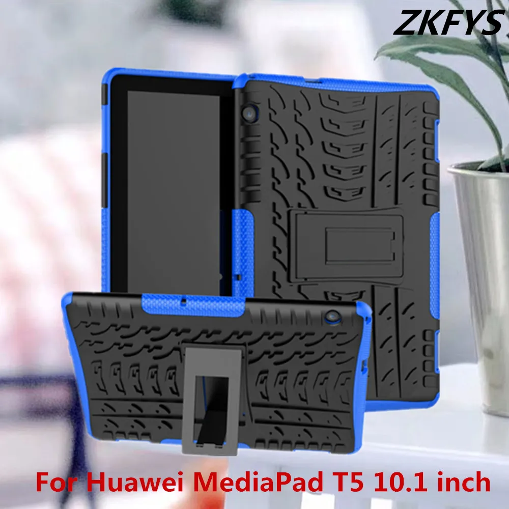 

ZKFYS Tablet stand cover case For Huawei MediaPad T5 10.1 inch Ultra Slim Hybrid PC+TPU Silicone Armor Tablet case