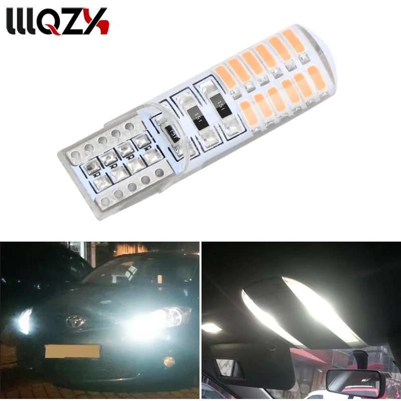 

1pcs t10 w5w 24smd car led bulbs canbus auto Interior light Silica lamp waterproof Turn Signal plate 12V 5w5 24 SMD 194 501 D