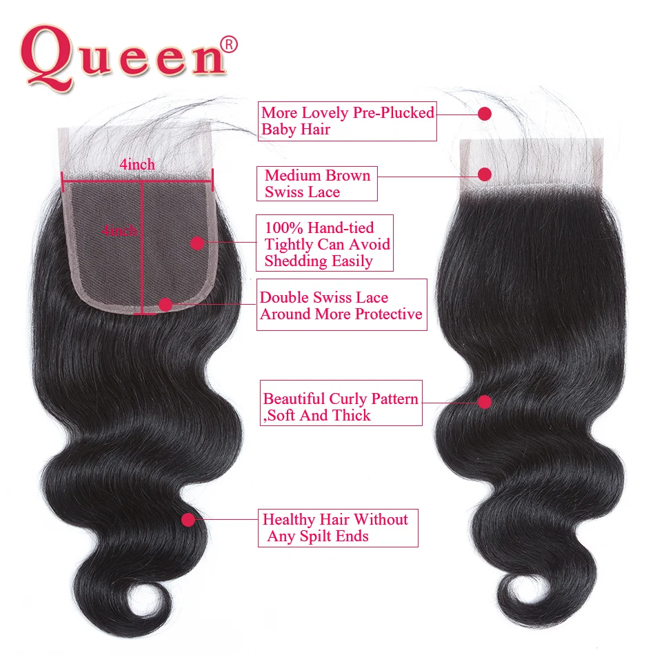 Queen Hair Body Wave Bundles With Closure 4 Bundles Malaysian Remy Wave Hair With Closure Natural Color Closure With Bundles Queen Hair Body Wave Bundles With Closure 4 Bundles Malaysian Remy Wave Hair With Closure Natural Color Closure With Bundles