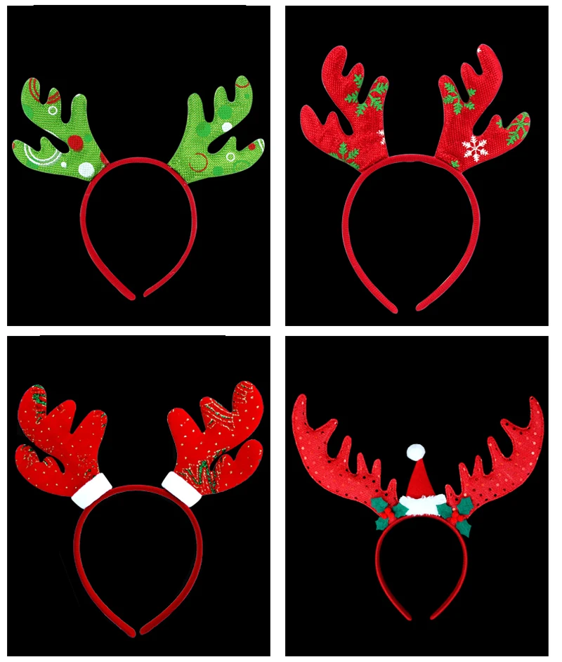 10 шт./партия, Детские и взрослые рождественские повязки на голову, Санта-Клаус, рога лося, обруч для волос с украшением для праздничных украшений