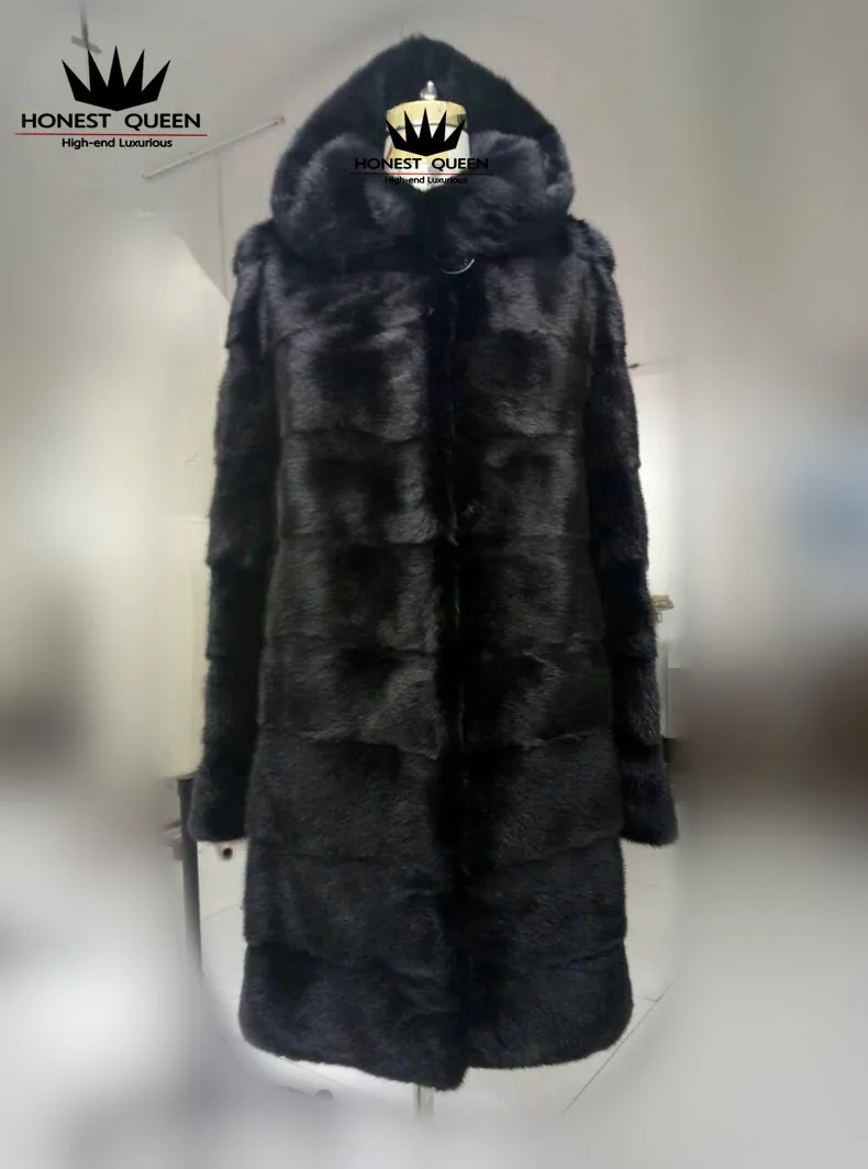 HQ 2017 winter trend ladies fashion leather mink coat natural black thick warm all fur mink coat