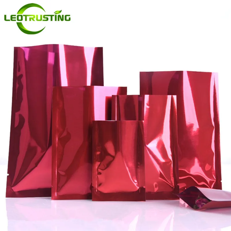 

300 шт. блестящие красные пакеты из алюминиевой фольги с открытым верхом, термоизоляция, травяные, специи, молотый кофе, шоколада, Стандартные пакеты для упаковки