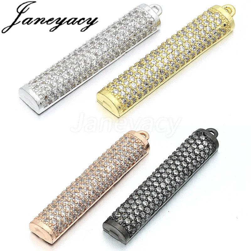 

High Quality Brass Cubic Pendant Accessories Zircon DIY Earrings Brooch Accessories Production Connector Accesorios L35*W7mm