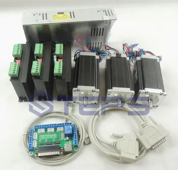 

CNC mach3 3 Axis kit, 3pcs TB6600 driver +one breakout board + 3pcs Nema23 425 Oz-in stepper motor + 350W power supply#ST-4045