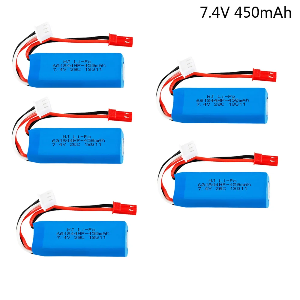 7,4 V 450mAh литий-полимерный Батарея 2S для WLtoys K969 K989 K999 P929 P939 RC автомобиль 601844 20C 7,4 V 450 мА-ч