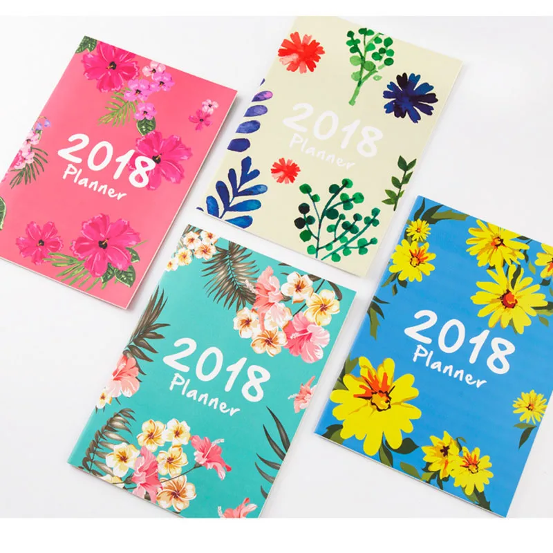 2018 ежемесячный планировщик Тетрадь красивый цветок ежедневно A4 организовать офис школы Творческий канцелярские Календари список желаний
