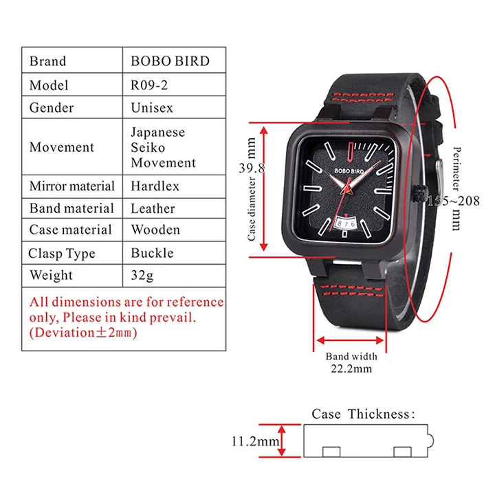 Лучший бренд класса люкс BOBO BIRD часы мужские деревянные ретро квадратные деревянные часы классические часы erkek kol saati индивидуальные C-R09