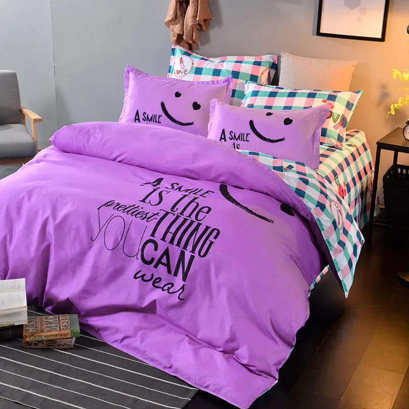 منقوشة طقم سرير 4 قطعة البوليستر غطاء لحاف من القطن غطاء سرير 2 قطعة سادات نوم النسيج أغطية سرير الملكة الاطفال طقم سرير