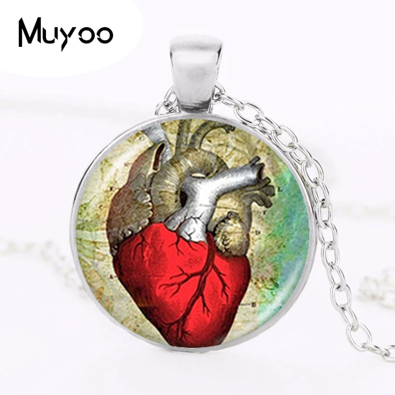 Red Anatomical Human Heart Necklace Punk Gothic Steampunk Pendant