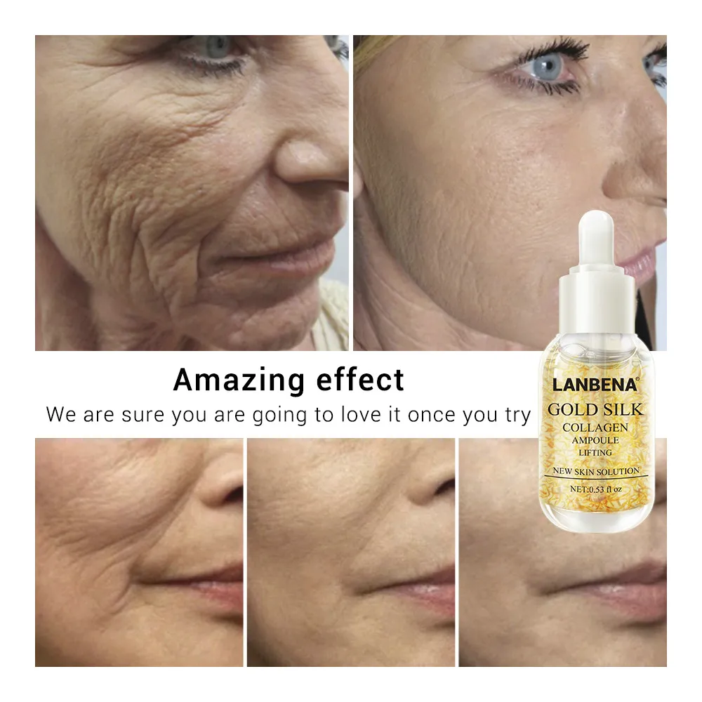 

LANBENA facial serum 24K Gold+Silver Silk +Gold Silk Collage Ampoule Serum Anti-Aging Lighten Spots Moisturizing Skin Care