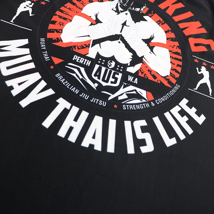 ROLLHO Рашгард MMA Muay Thai T костюм футболка с шортами с принтом эластичное сжатие BJJ MMA короткие боксерские Джерси Фитнес, тренажерный зал