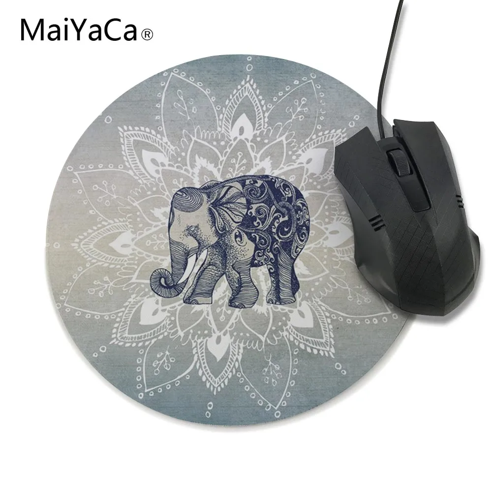 Художественный черный коврик для мыши с изображением слона и цветов,, коврик для компьютерной мыши, коврик для мыши на заказ, игровой коврик для геймера - Цвет: 22x22cm