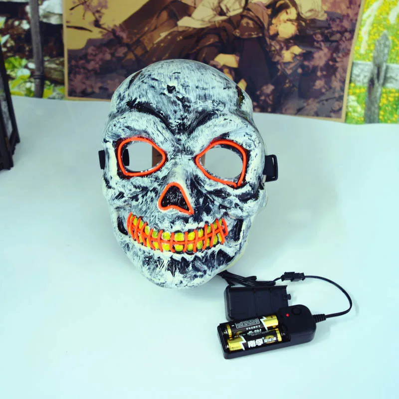 EL Flashing Mask LED masks Horror Skull Face Cover Halloween Props Haunted House Decoration Masquerade Props Mask Cool Available