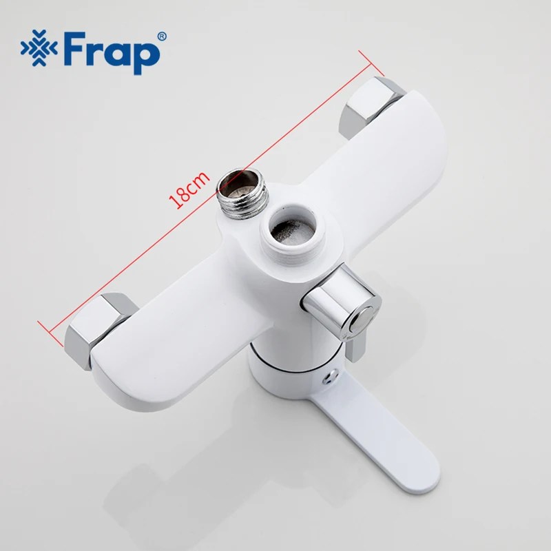 Online Frap 1 Set 35cm Weiß Outlet Rohr Bad Dusche Wasserhahn Messing Körper Oberfläche Spray Malerei Dusche Kopf Bad Wasserhahn f2241