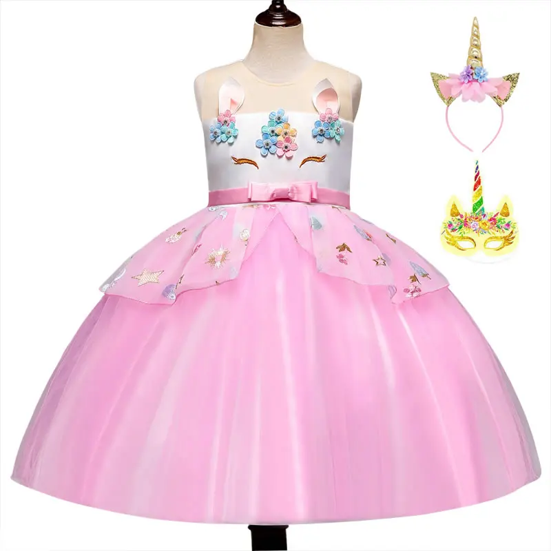 

Unicorn Costume For Baby Girl Dress Bridesmaid Kid Ceremony Prom Party Frock Christmas Child Disguise Rainbow Wedding 8 9 Year