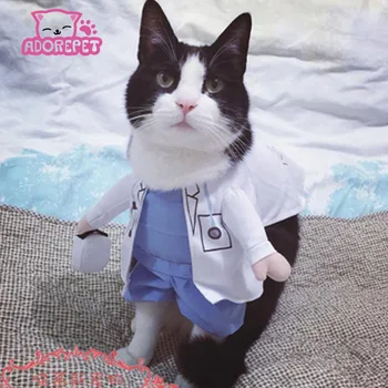 

Funny Halloween pet cat dog doctor costume cosplay spring small medium dog puppy party jacket clothing dog clothes for Pitbull