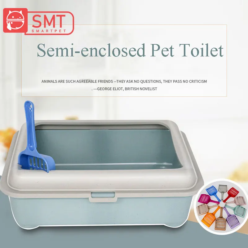 

SMARTPET Semi-enclosed Cat Bedpans Toilet Litter Sand Box Plastic Pet Toilet Anti-Splash Reusable Cat Tray Cleaning Supplies