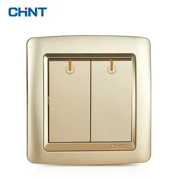 

CHINT Electric NEW2K Push button switch Light Champagne Gold Two Gang Two Way 16A Switch