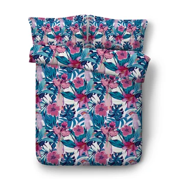 

Flower parrot Digital print Bedding Set Quilt Cover Design Bed Set Bohemian a Mini Van Bedclothes 3pcs JF528