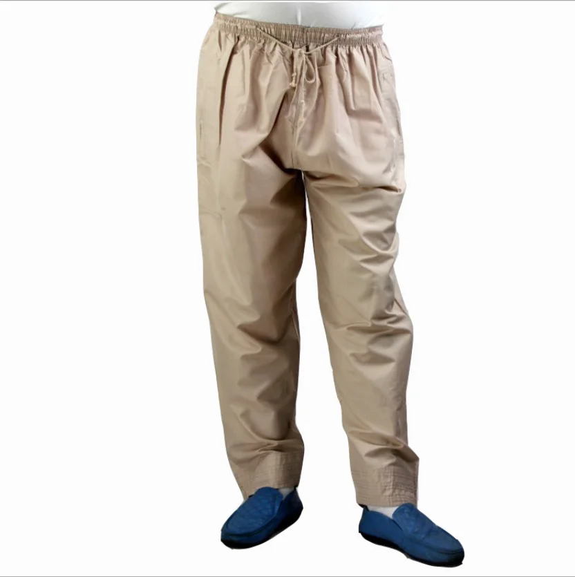 Мусульманские мужские кафтан абайя брюки длинные эластичные талии Исламская одежда Мужские Брюки с карманами размера плюс мужская одежда арабские