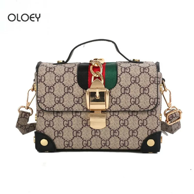 

OLOEY Women's new small square bag Star with the same trend Contrast color printing handbag small box Shoulder Messenger Bag