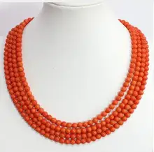 for Women jewelry choker anime gem Special pink orange 4 rows 6mm round beads coral chain high grade necklace fast shipping stunning 8rows 6mm round crude pink coral necklace g165