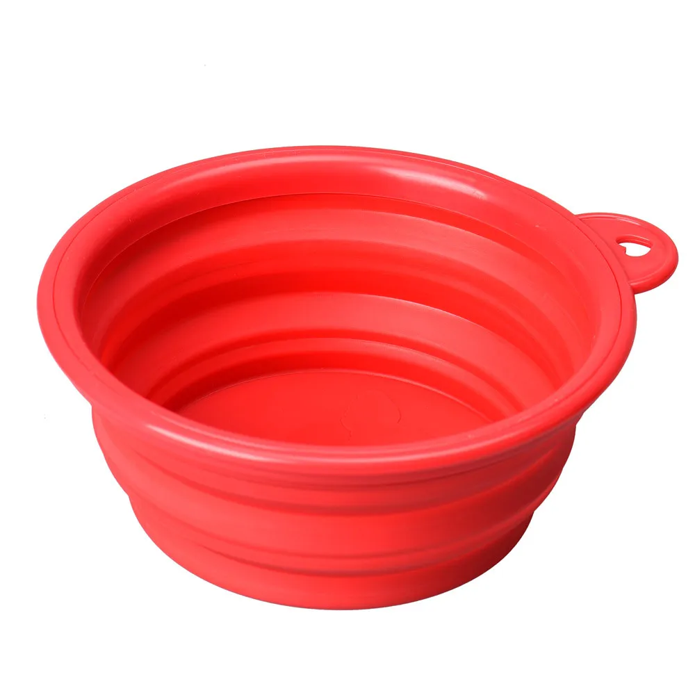 Portable Travel Collapsible Silicone Pets Bowl Food Water Feeding BPA Free Foldable Cup Dish for Dogs Cats L*5 - Color: B