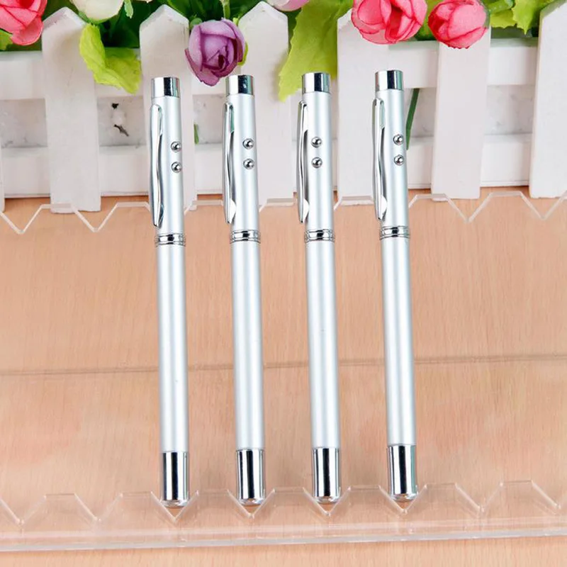 

10pcs Multifuntional Copper Rolling Ballpoint Pen For Business Signature Capacitive Touch LED School Pointer Design 4 IN 1