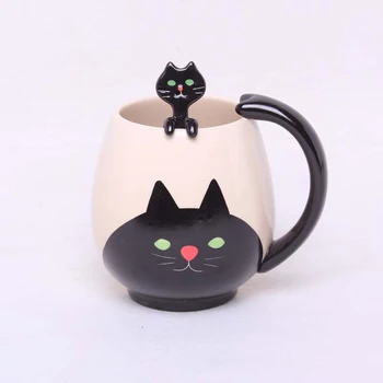 

Hand-painted Coffee Cup,Lovely Panda/Frog/Cat/Pig Ceramic Mug Teacup include teaspoon