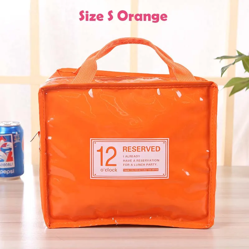 Orange Size S Сумка-холодильник женская переносная функциональная PU блестящая Изолированная Термосумка для еды для пикника детская сумка-холодильник для ланча Сумка-тоут - Цвет: Orange Size S