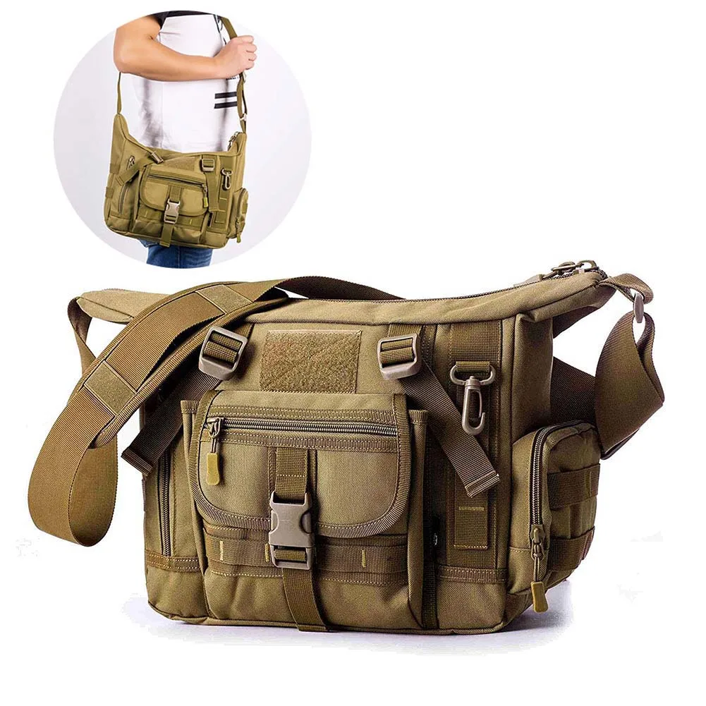

Casual Shoulder Bag Large Waterproof Daypack Crossbody Messenger Bag for Camping Trekking BS88