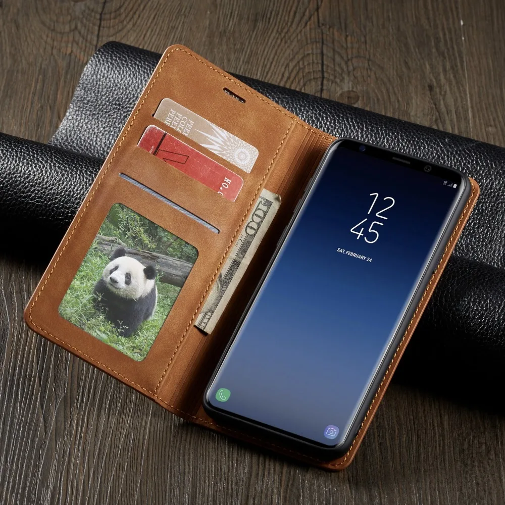 Для Samsung Galaxy S8 S9 S10 S20 + Plus S10e Магнитный флип чехол из искусственной кожи Кошелек