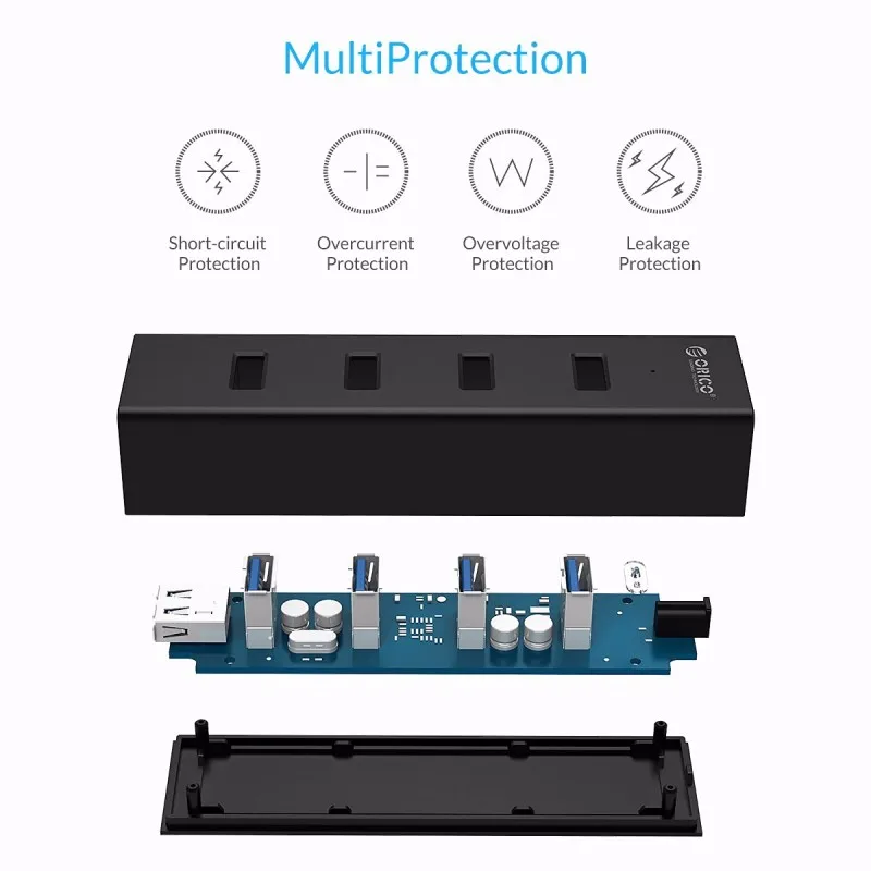 ORICO высокоскоростной 4 порта USB 3,0 концентратор разветвитель портативный OTG адаптер для Apple Macbook Air ноутбук ПК планшет