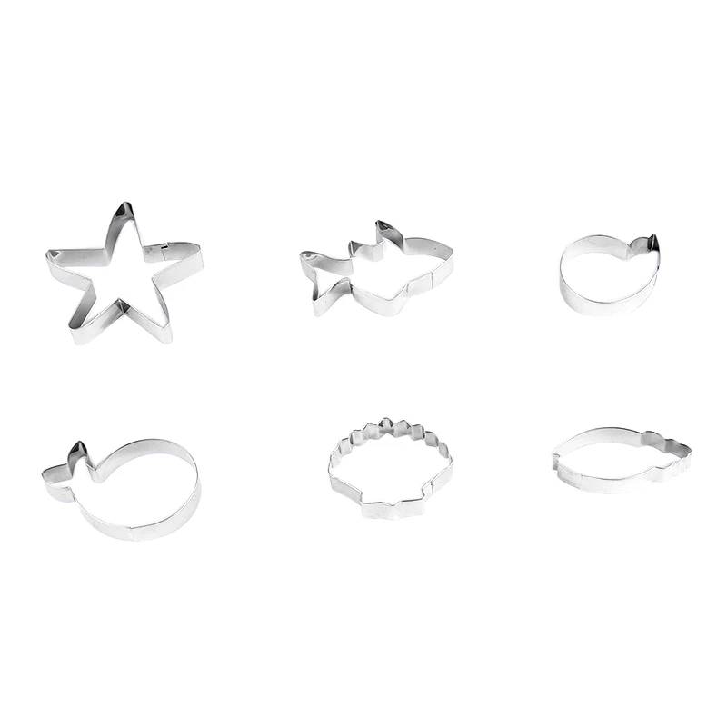 6pcs/set Stainless Steel Cookie Cutter Ocean Creatures Shape Mould Fondant Biscuits Tools Sugar Craft Bakery Bakeware