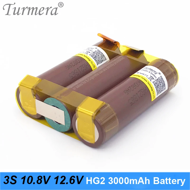 Аккумулятор Turmera 18650 hg2 3000mAh vtc6 ncr18650b 3400mah аккумулятор для 3s 12,6 v 4S 16,8 v отвертка аккумуляторная батарея Настройка n9
