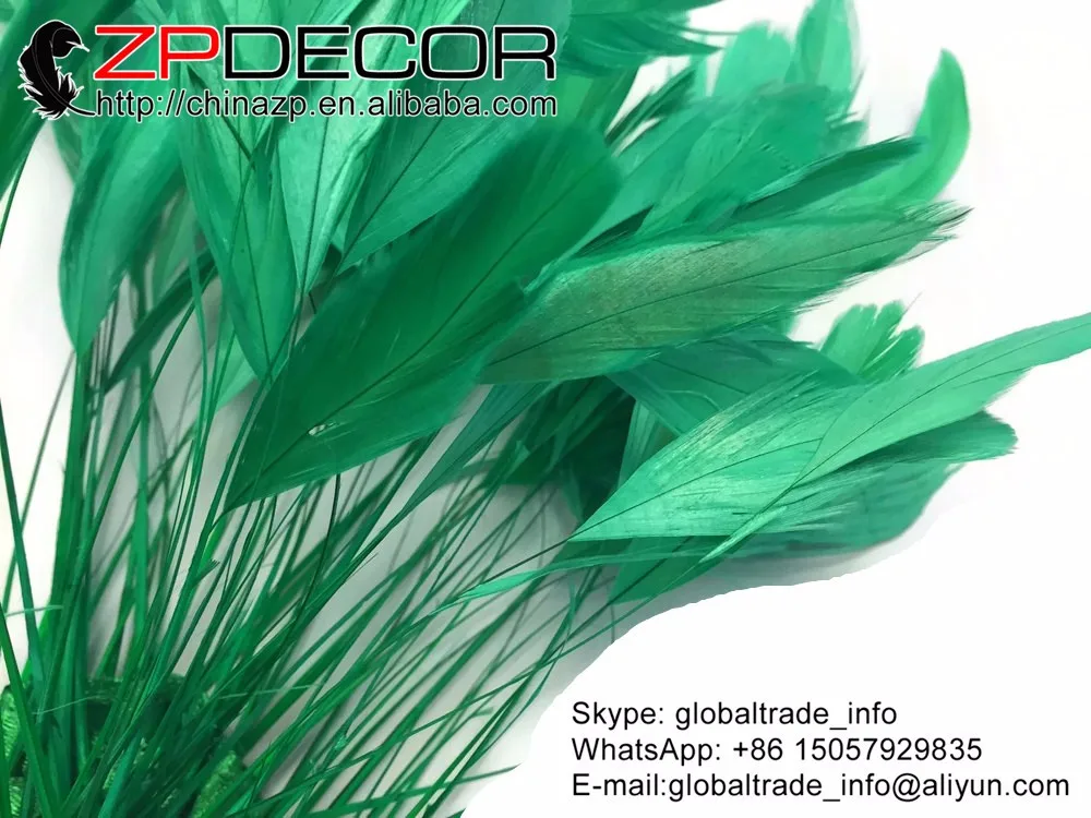 Rooster Tail Feathers, 1 Yard - KELLY GREEN Stripped Coque Tail Feathers Wholesale (bulk) 3