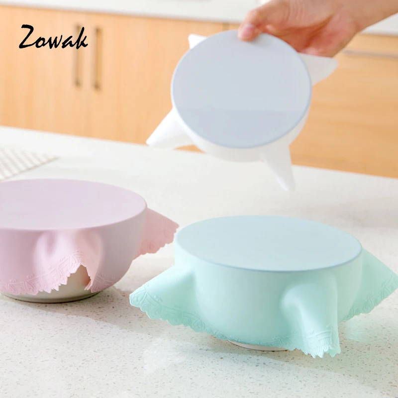 

1pc Fridge Silicone Lid Bowl Reusable Stretch Cover Food Seal Container Refrigerator Preservative Film Baking Cooking Kitchen