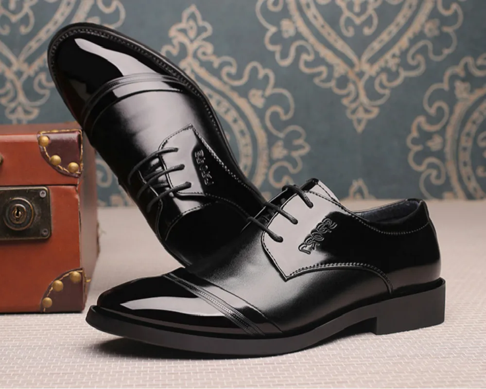 PHLIY XUAN/Новинка года; Модные Мужские модельные туфли; Роскошные брендовые черные туфли из лакированной кожи; мужские деловые туфли с острым носком; chaussure homme