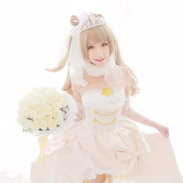 Love Live Kotori Minami Cosplay Lovelive School Idol Project White Love Live Kotori Minami Cosplay Lovelive School Idol Project White Satin Wedding Dress Costume Anese Uniform