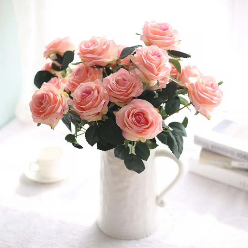 Искусственный шелк 1 букет французских роз Цветочный букет поддельные цветы организовать стол Маргаритка Свадебные цветы Декор вечерние аксессуары Флорес