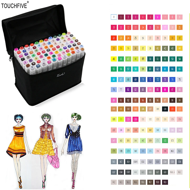 

TOUCHFIVE 30/40/60/80 Colors Artist Painting Art Marker Pen Head Oil Art Sketch Markers Set Designers school supplies