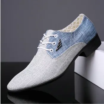 

Fashion Canvas Mens Dress Shoes Pointed Toe Oxford Shoes for Men Casual Men Formal Shoes Korean Business Footwear Male Luxury