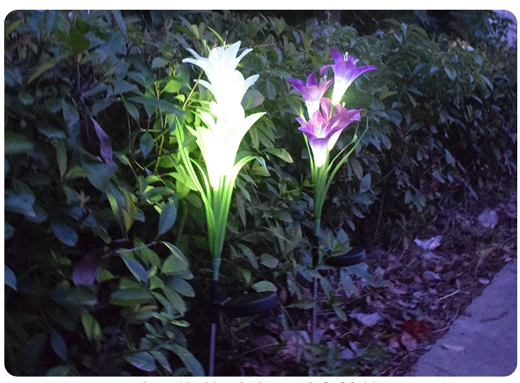 Solares do Bloco Flor do Lírio Solar da Iluminação da Paisagem do Diodo Emissor de Luz em Mudança da Multi-cor para Decorar o Caminho 2 com 8 Luzes Postas Luz 13 iluminação da paisagem do diodo emissor de
