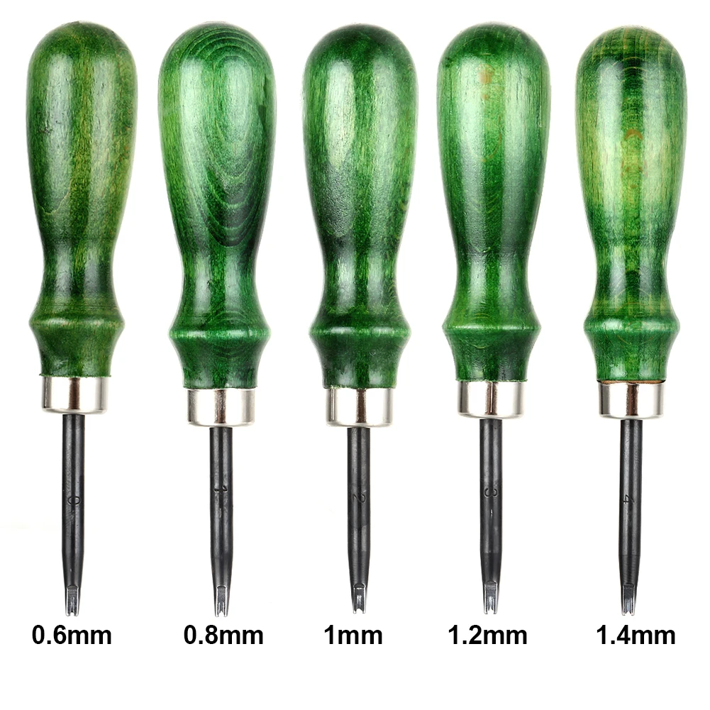 

'The Best' 0.6-1.4mm Leather Edging Tool Alloy Steel Wood Handle Edge Skiving Beveler Leathercraft DIY Cutting Tools 889
