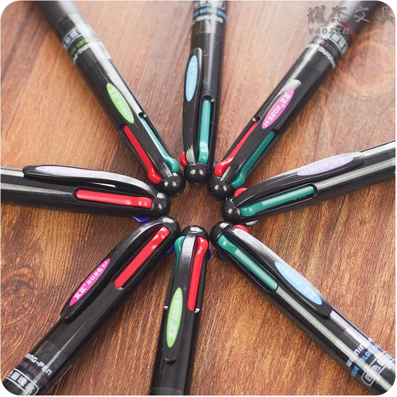 Корейская креативная канцелярская Милая разноцветная шариковая ручка многофункциональный пресс четыре цвета черный красный синий зеленый шариковые ручки